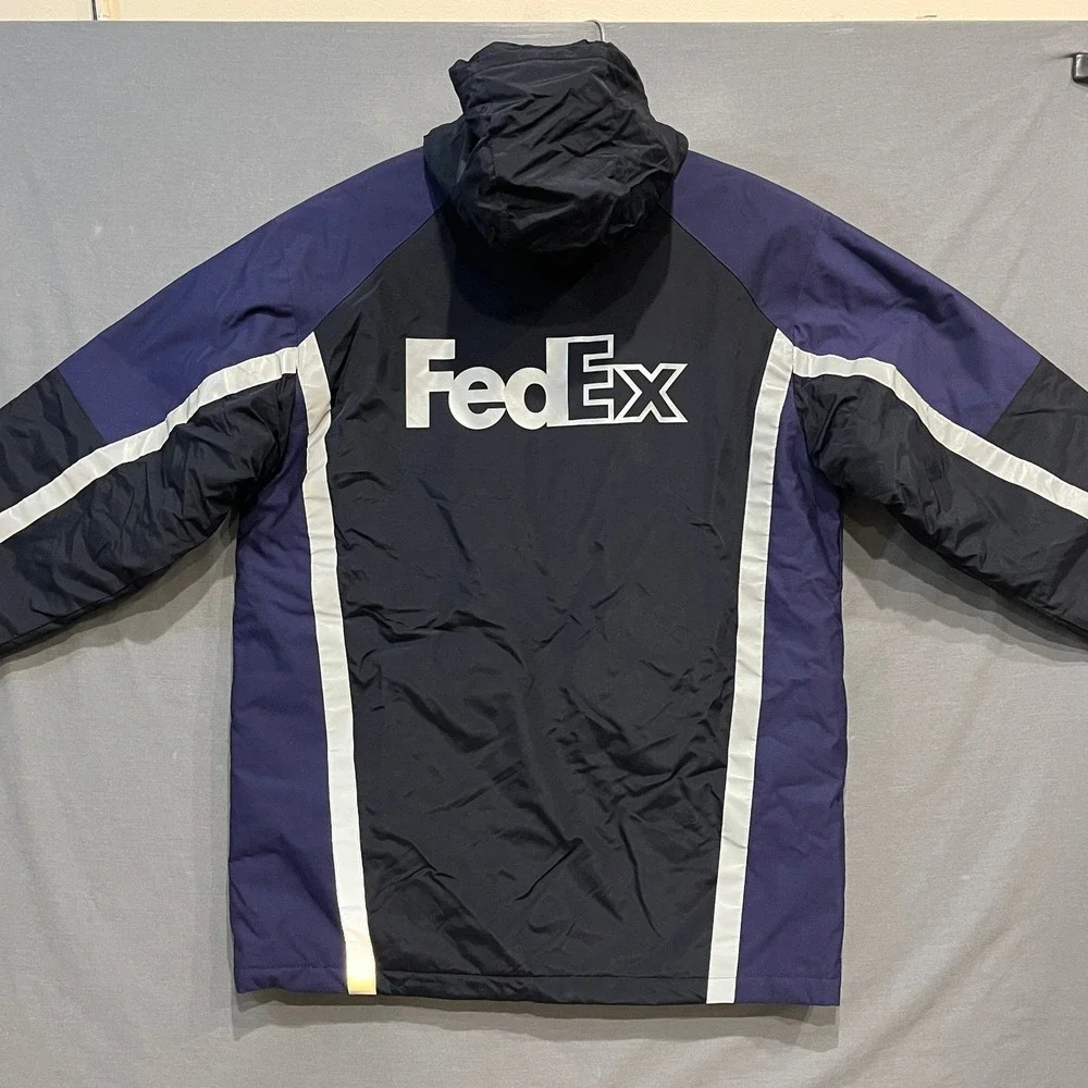 FedEx Stan Herman Primaloft Parka Jacket Mens Medium Blue Black FD3330 NWT - Picture 3 of 8